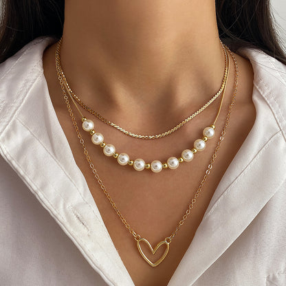 Collana cuore perle oro