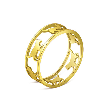Anello titanio geometrico tagliato