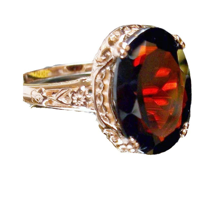 Anello retro zircone rosso