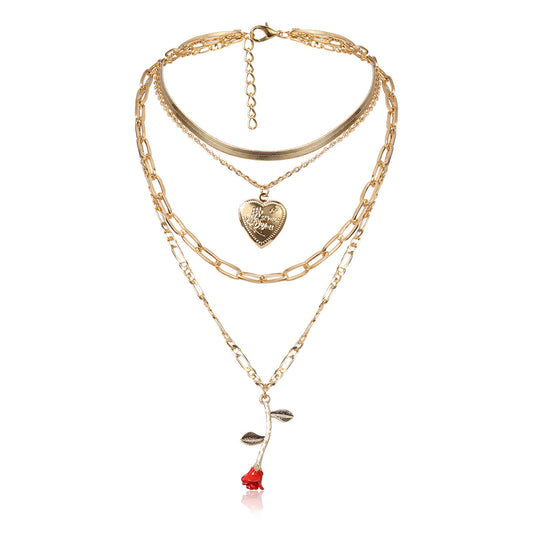 Collana cuore geometrico rosa