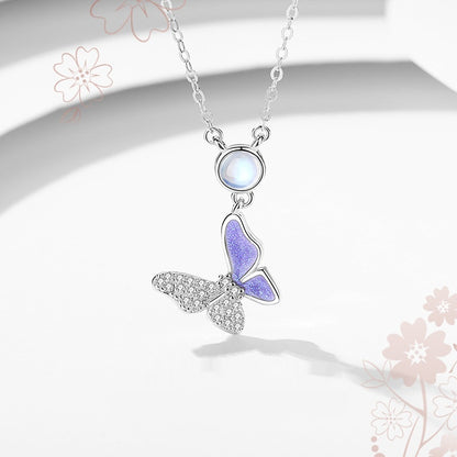 Collana farfalla argento in vetro