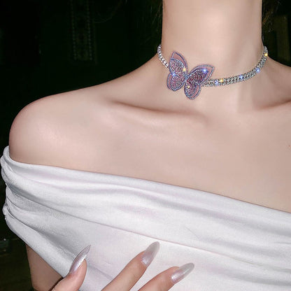 Collana perla farfalla viola