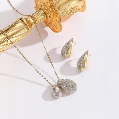 Set Collana Orecchini Goccia Diamante