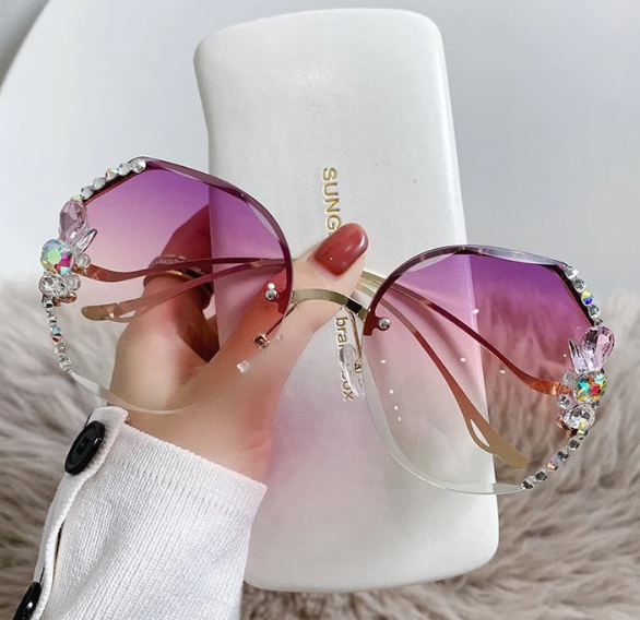 Occhiali da sole con strass resistenti UV