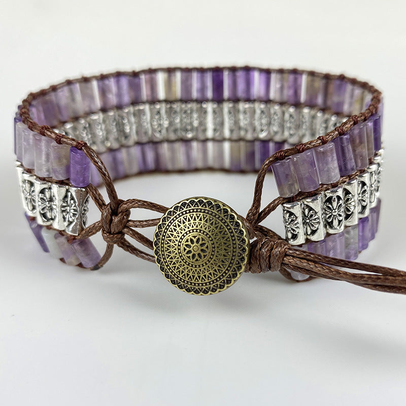 Bracciale ametista intrecciato cilindrico