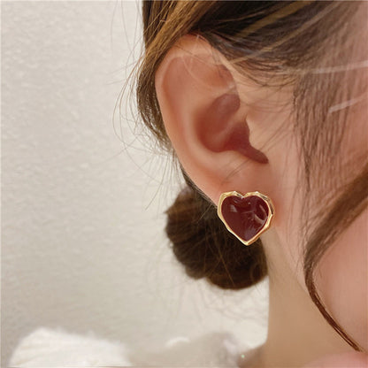 Orecchini cuore rosso smaltato