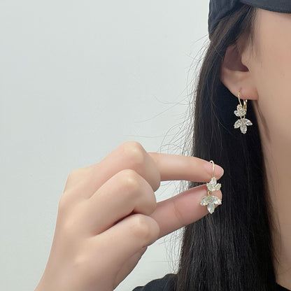Orecchini foglia zircone lucidi