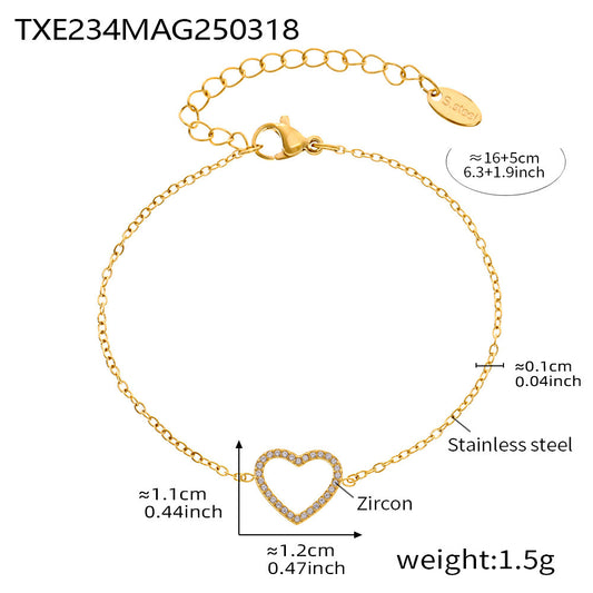 Bracciale cuore con zirconi