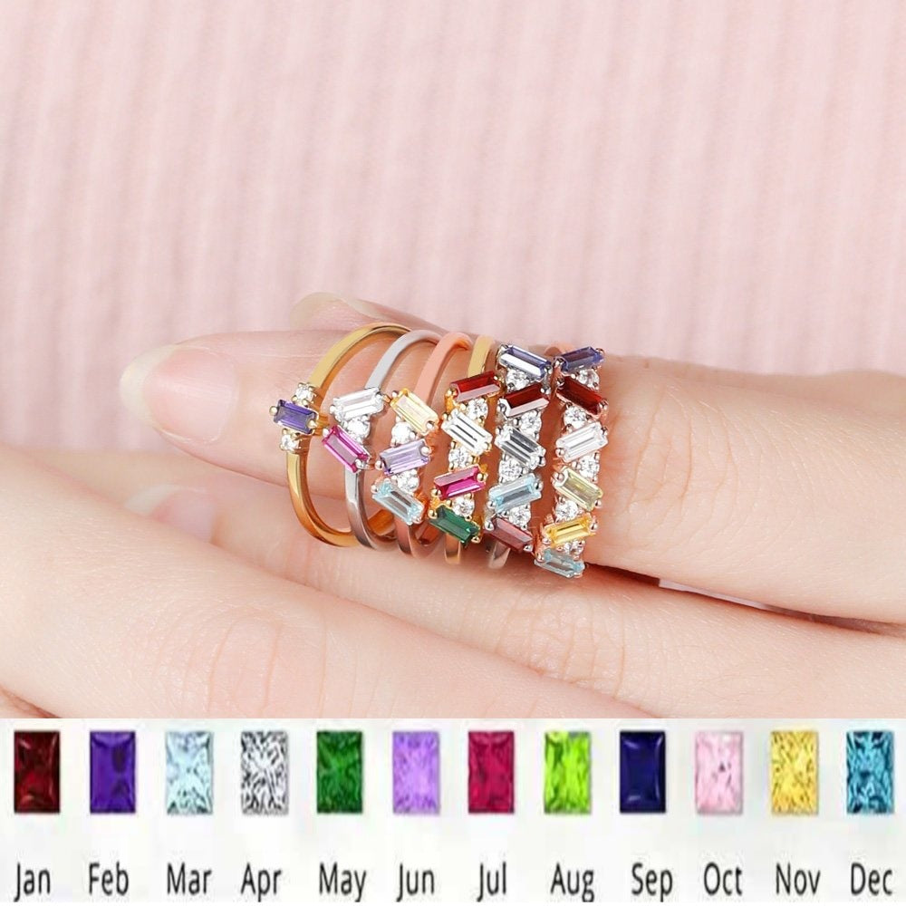 Anello zircone multicolore in acciaio inox