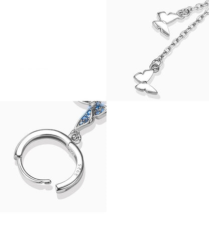 Orecchini farfalla nappa lunga argento 925