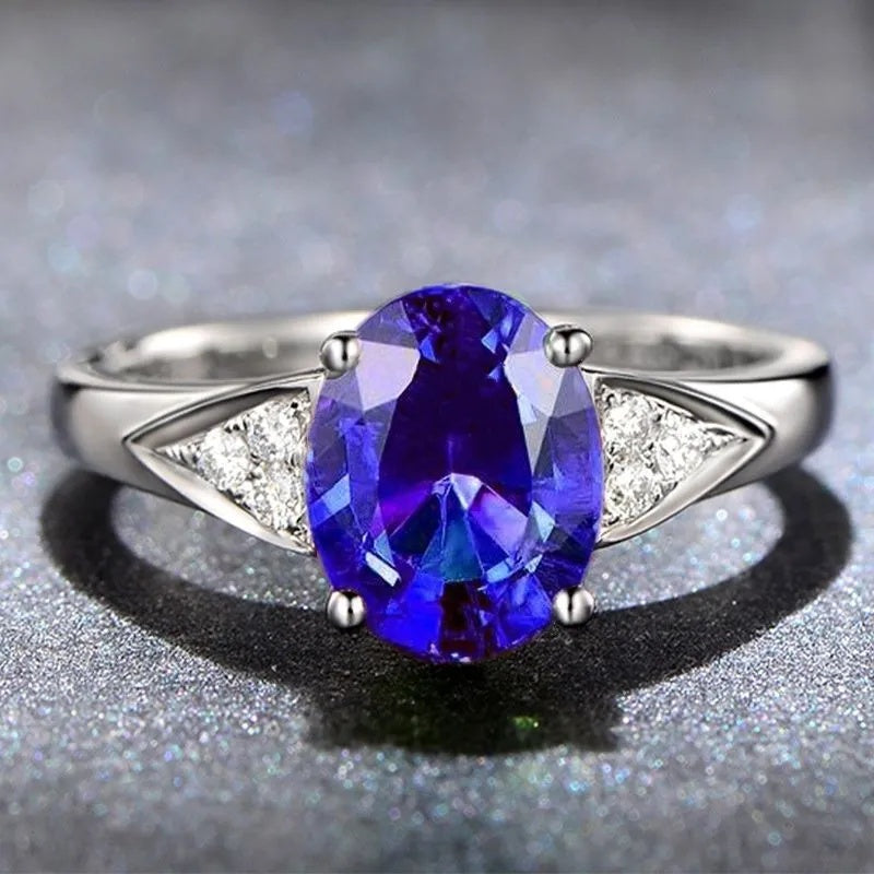 Anello Zirconi Rossi e Blu