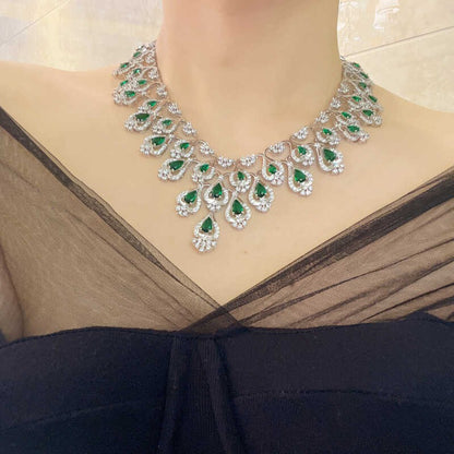 Set collana orecchini zirconi verdi
