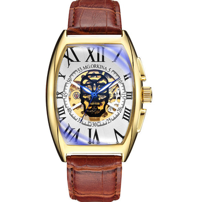 Orologio meccanico trasparente quadrato