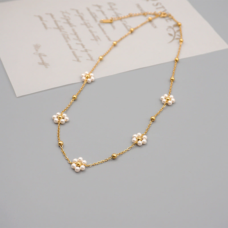 Collana perle titanio da donna