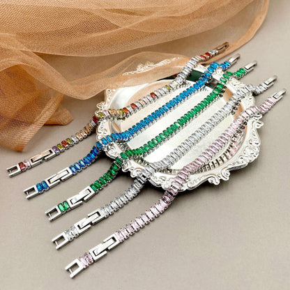 Bracciale acciaio zirconi colorati geometrico