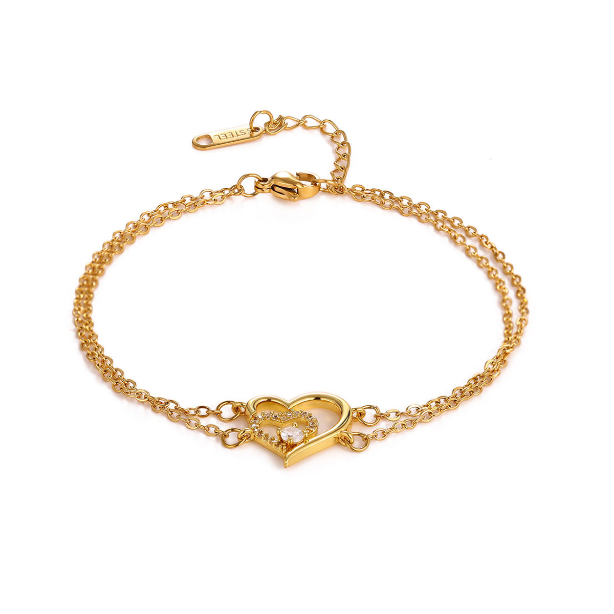 Bracciale cuore zirconi regolabile