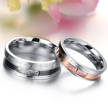 Anello coppia diamante titanato