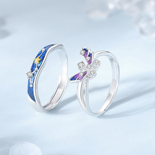 Anello farfalla stellato coppia