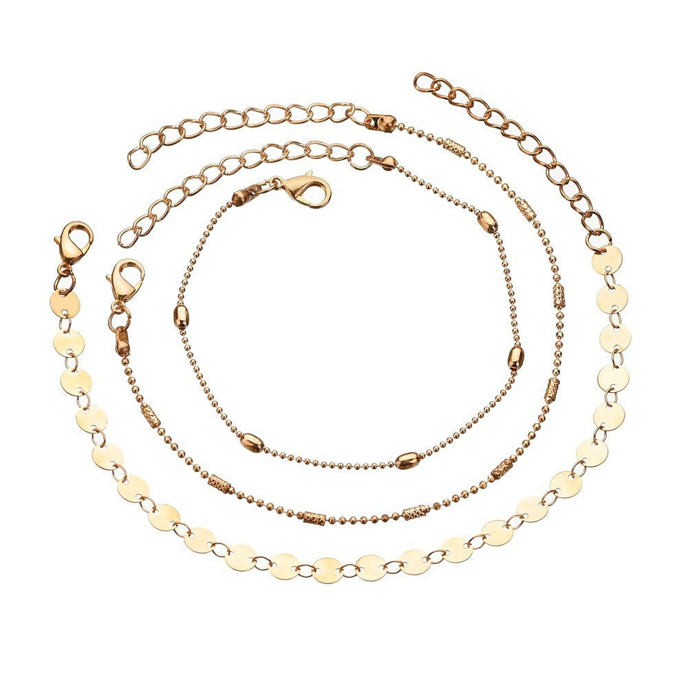 Cavigliera perle paillettes da donna