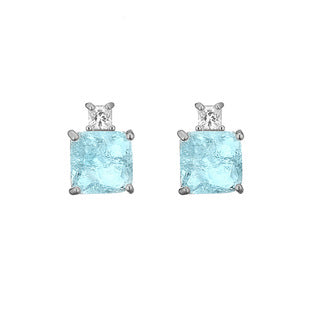 Orecchini zircone geometrico blu