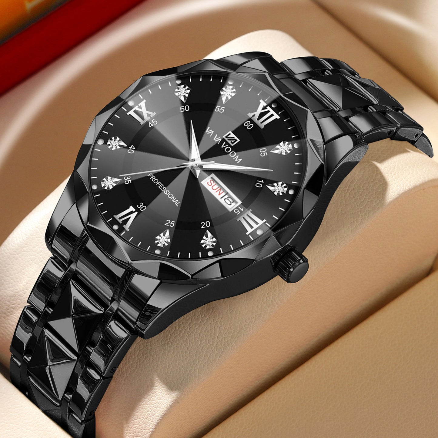Orologio doppio calendario impermeabile in tungsteno