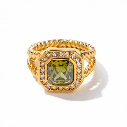 Anello ottagonale olivastro