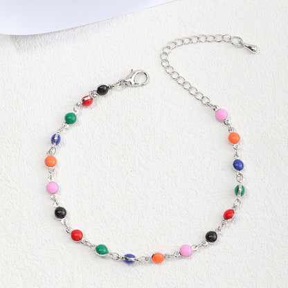 Cavigliera perline colorate bohemien