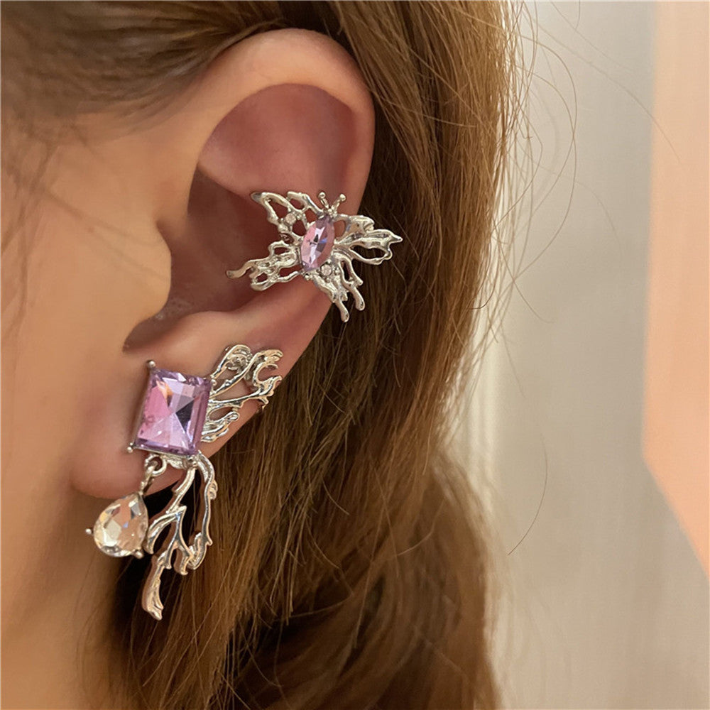 Orecchini farfalla diamante viola