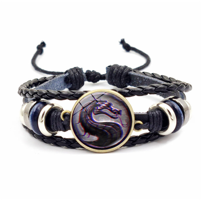 Bracciale pelle intrecciata vintage