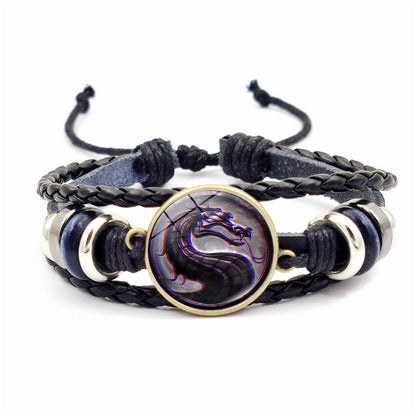 Bracciale pelle intrecciata vintage