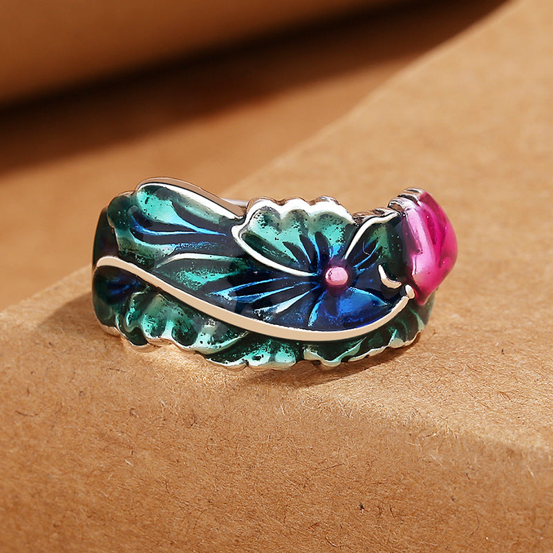 Anello loto smaltato