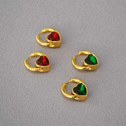 Orecchini cuore vetro rosso