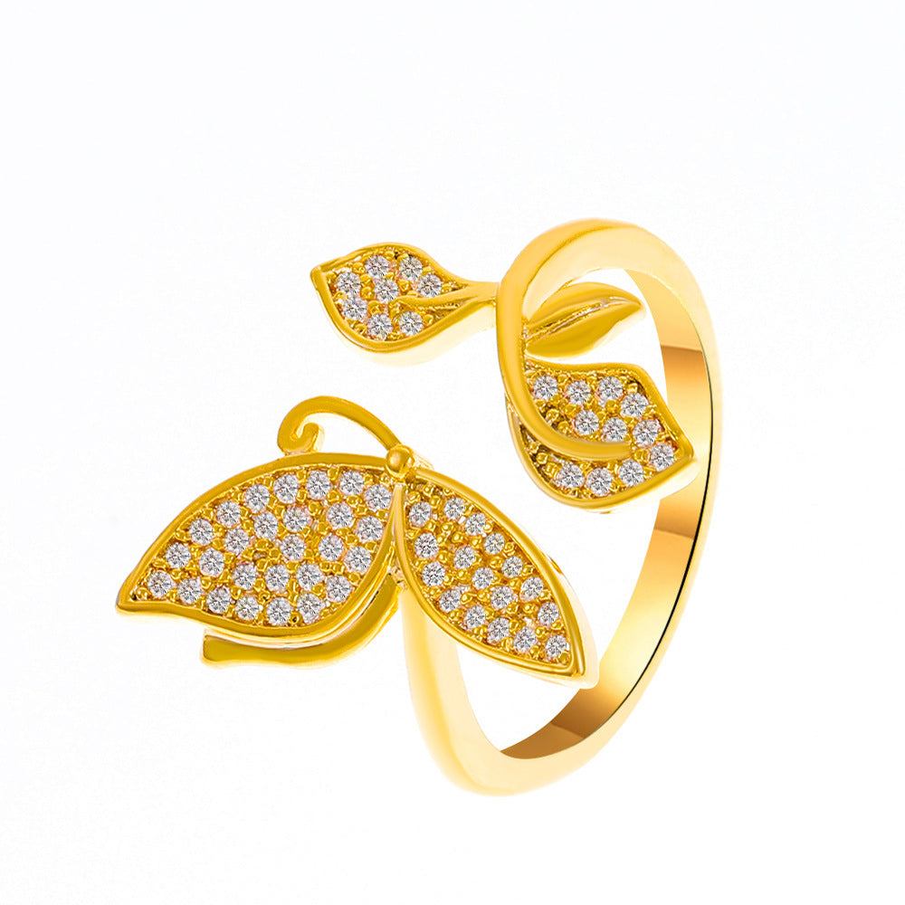 Anello geometrico con strass