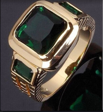 Anello zirconi placcato oro da uomo