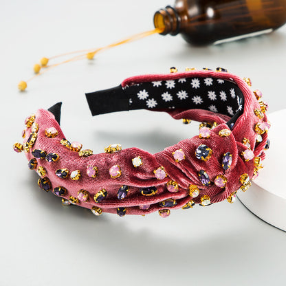 Fascia capelli velluto oro e strass