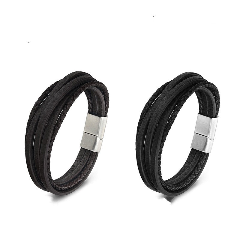 Bracciale pelle intrecciata genuina