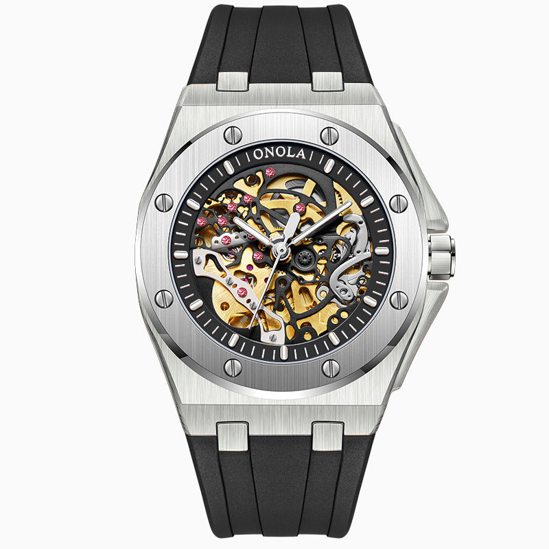 Orologio automatico da uomo con cinturino silicone