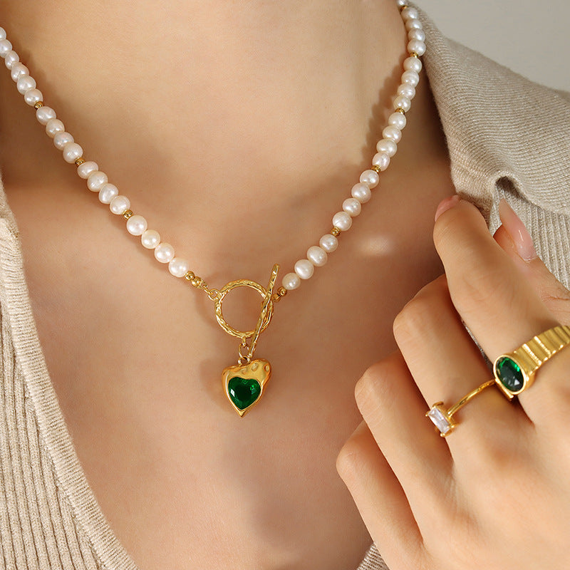 Collana cuore zircone titanio da donna
