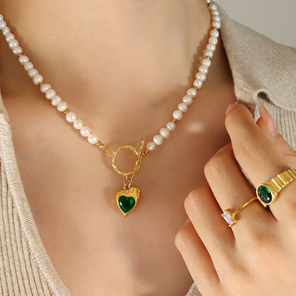 Collana cuore zircone titanio da donna