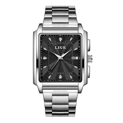 Orologio uomo quadrato acciaio quadrante grande