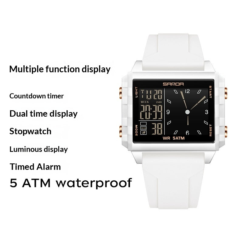 Orologio sportivo quadrato con quadrante grande