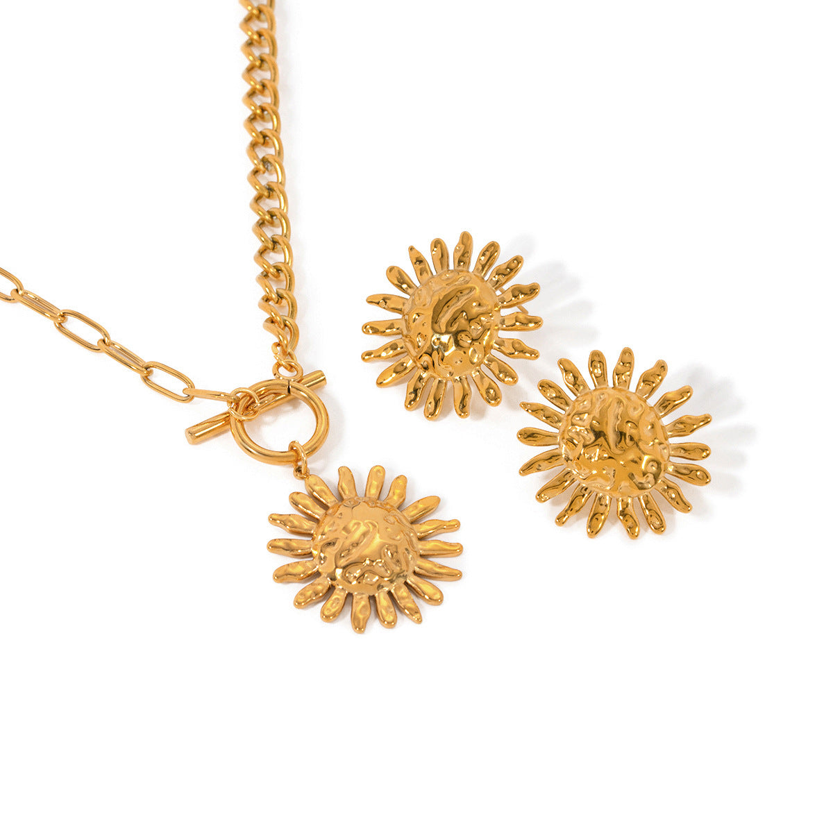 Orecchini girasole martellato