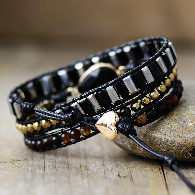 Bracciale cuoio e pietra