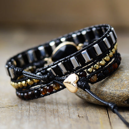 Bracciale cuoio e pietra