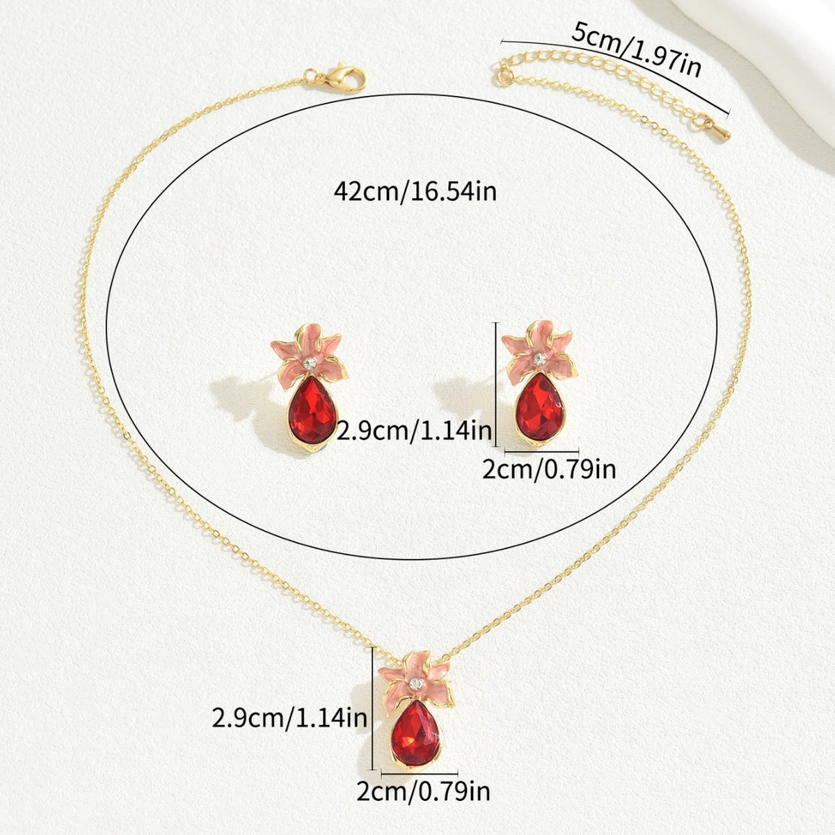 Collana e Orecchini a Fiori con Zirconi