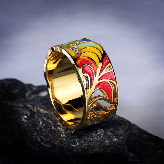 Anello farfalla smaltato dipinto