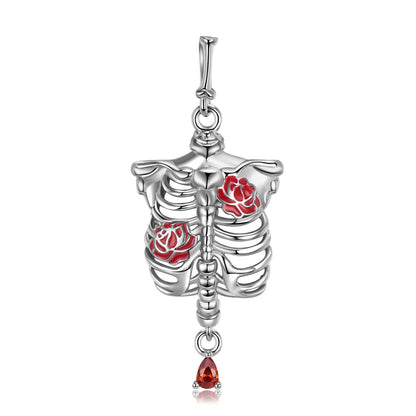 Collana teschio rosa argento