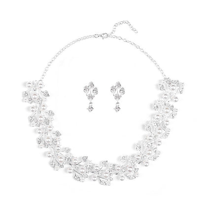Set gioielli perle a foglia
