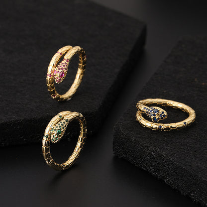 Anello serpente zircone aperto