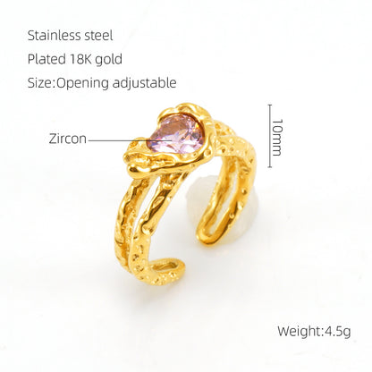Anello pietra di luna geometrico irregolare